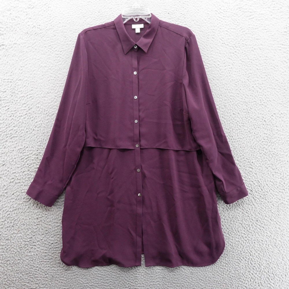J. Jill Womens Plum Purple Layered Double Front Button Down Tunic Shirt‎ Large
